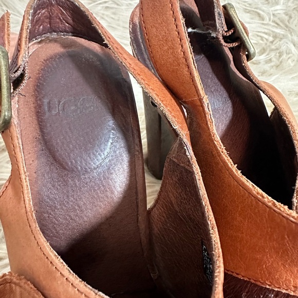 UGG Nicco Platform Peep Toe Slingback Sandal Calf Leather - Picture 3 of 5